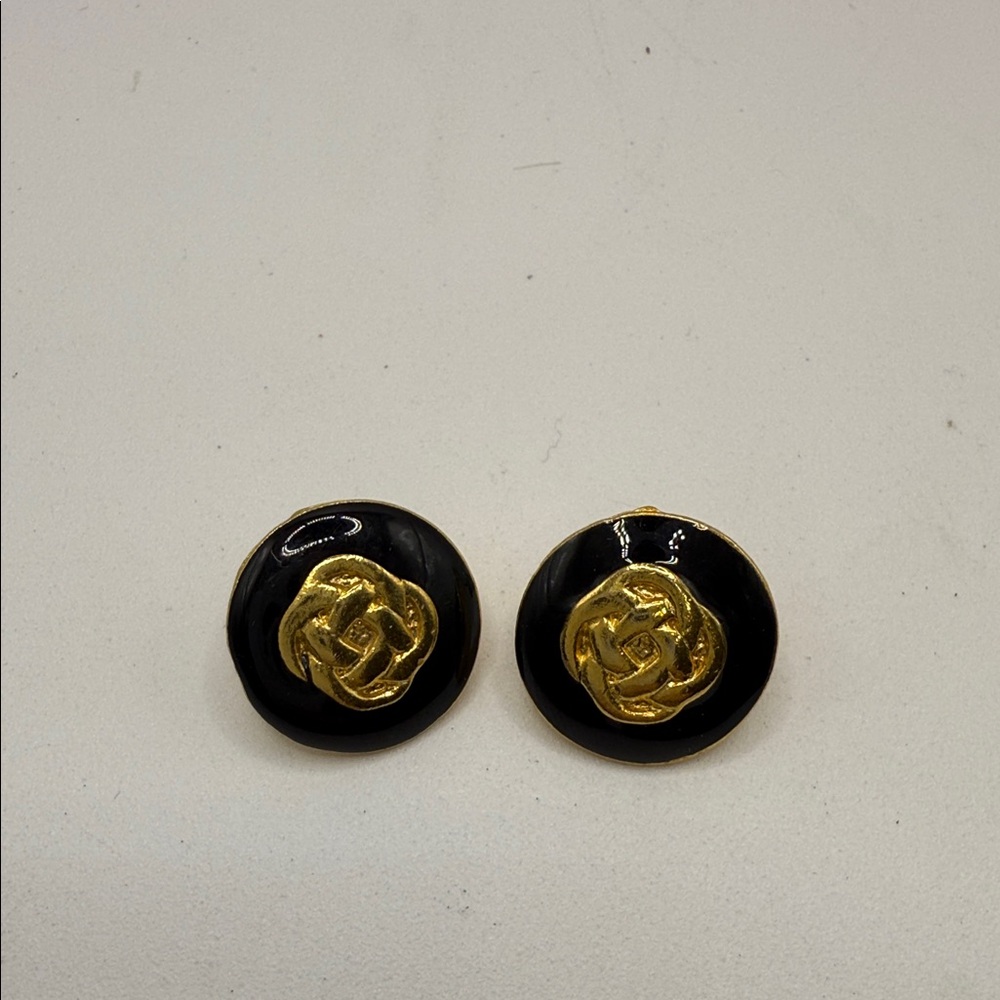 Chic Black and Gold Stud Earrings